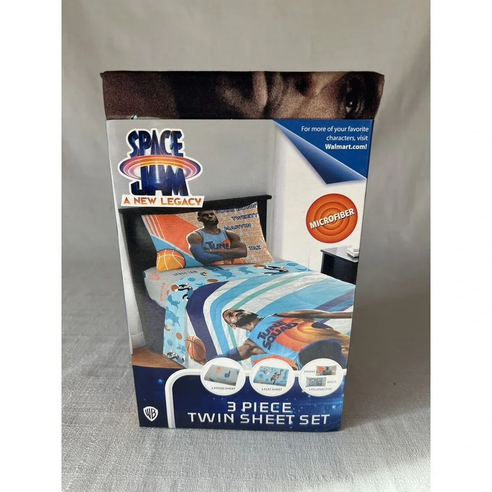 Space Jam 2 Looney Ballers 4 PC Twin Bedding Sheet Set New Lebron James